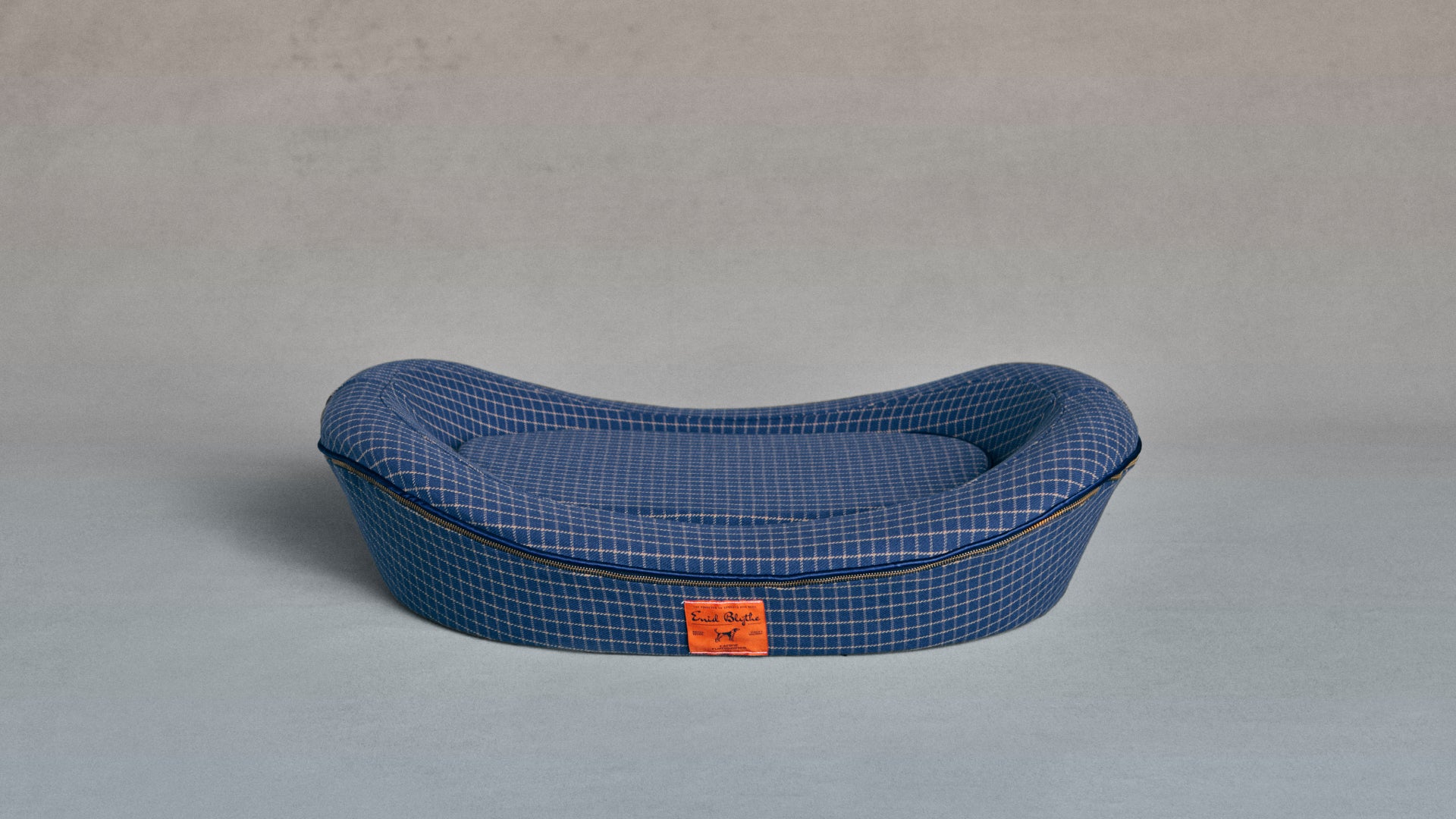 Blue Check Dog Bed Front