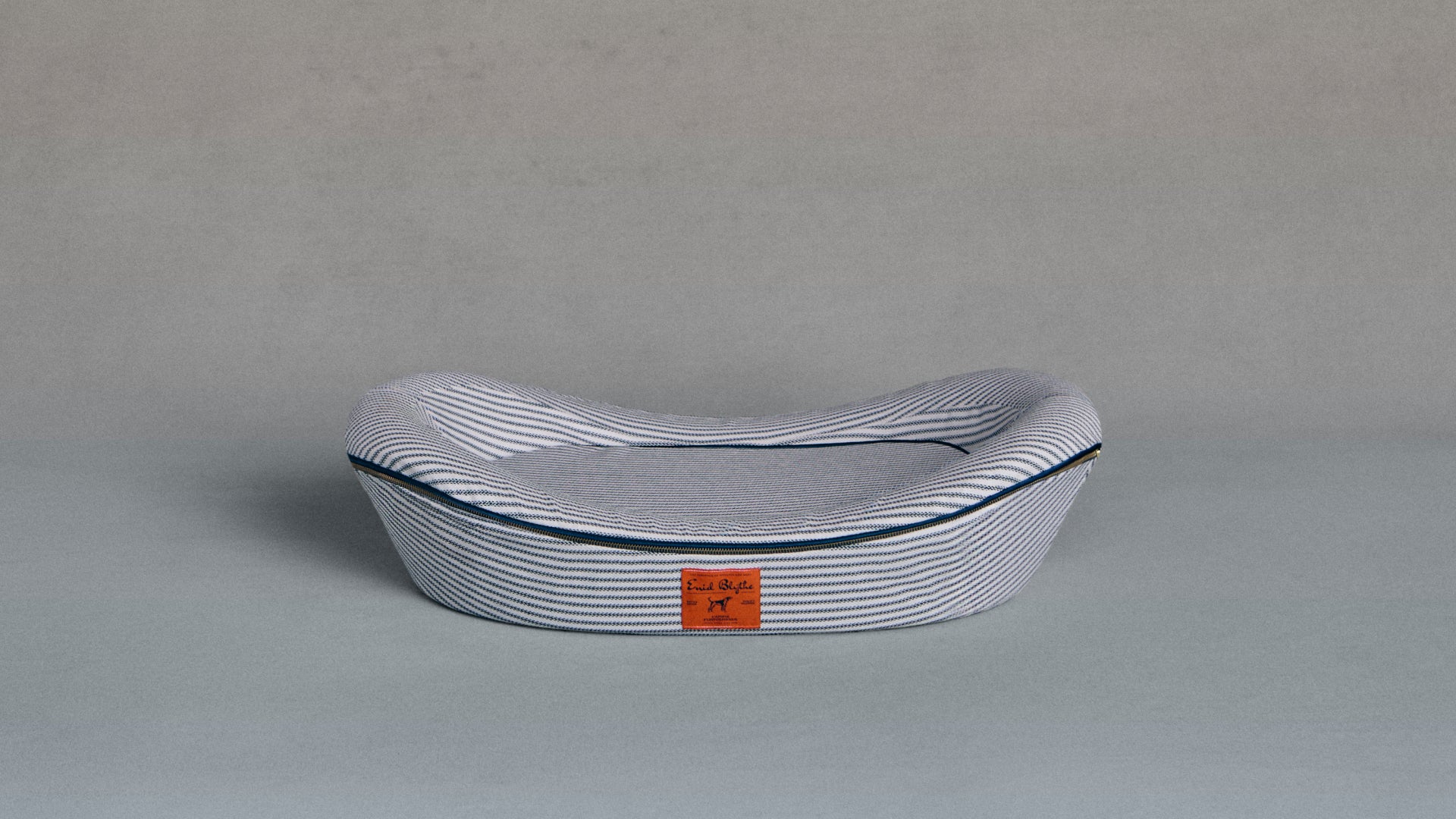 Blue Ticking Stripe Dog Bed