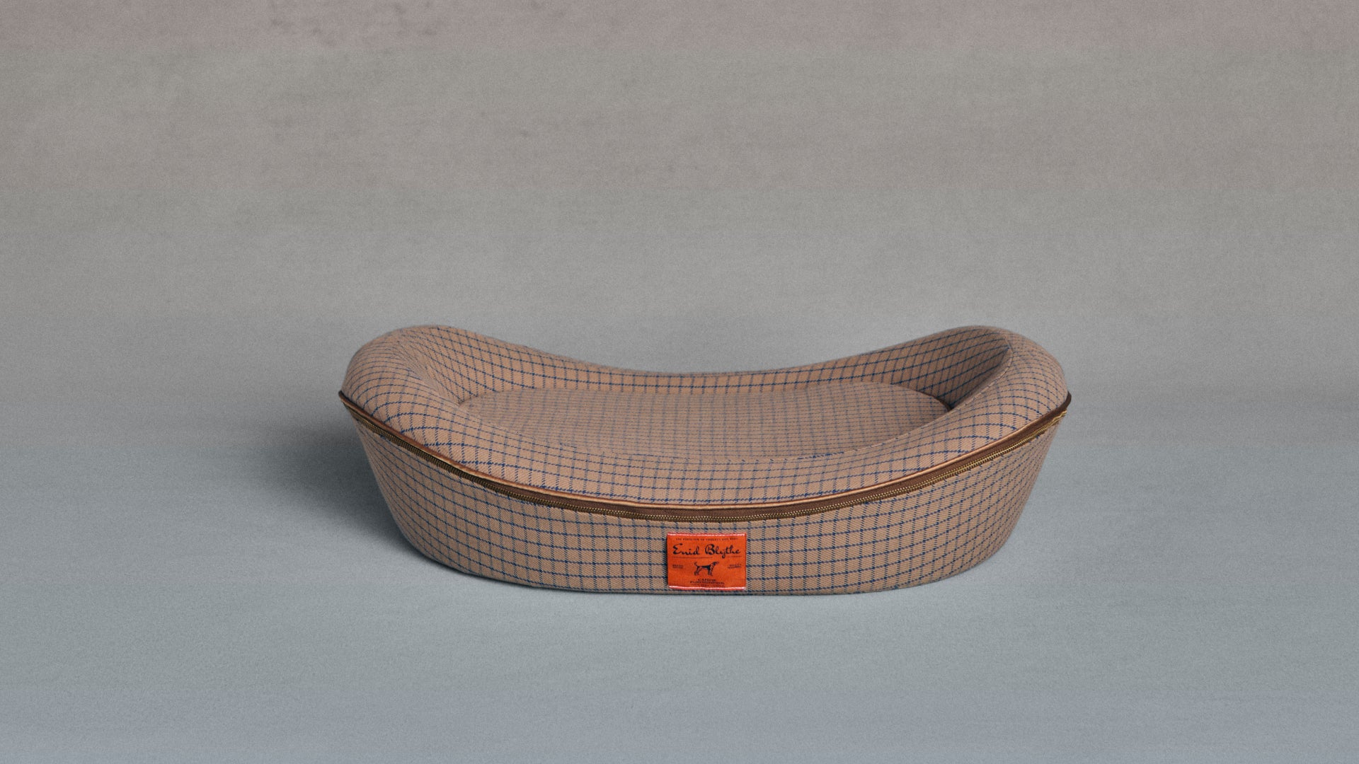 Brown Check Dog Bed Front
