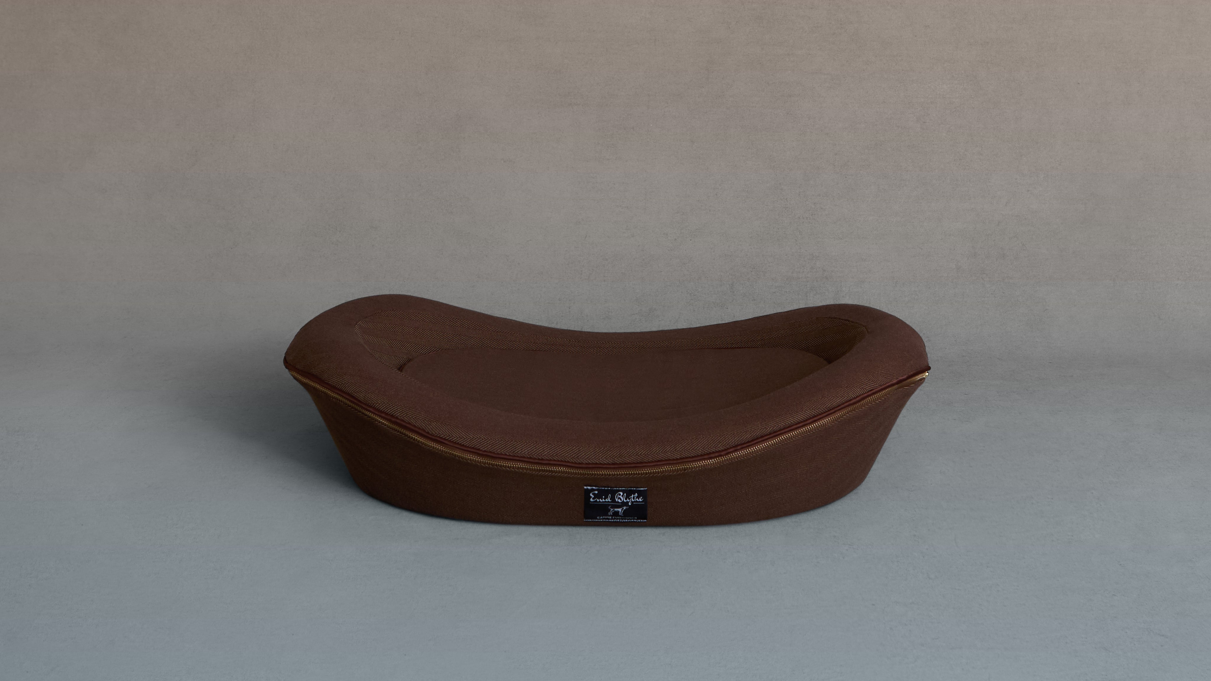 Brown Herringbone Dog Bed