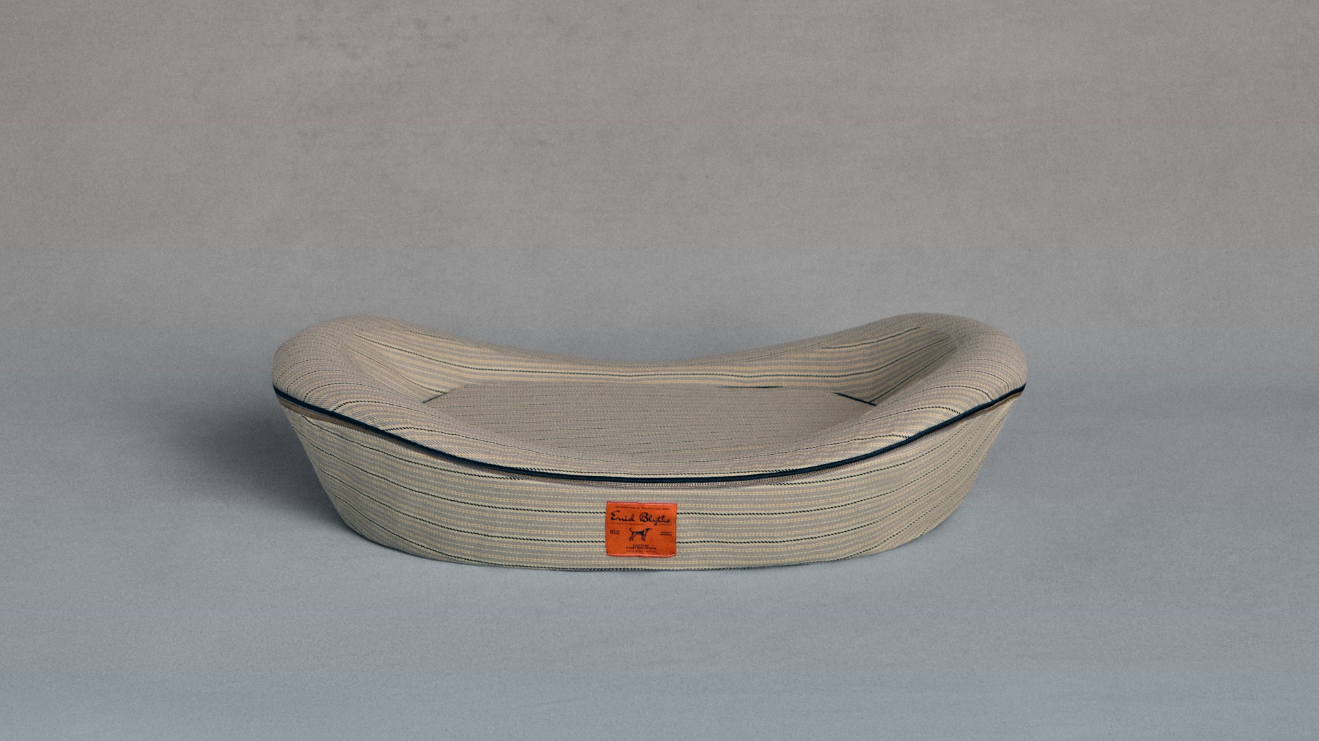 Grey Stripe Dog Bed Straight