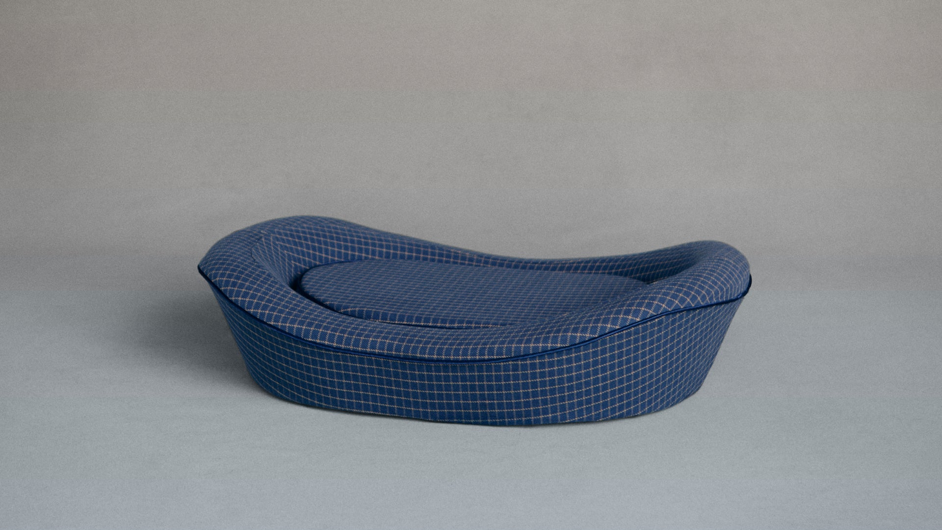 Blue Check Dog Bed Side