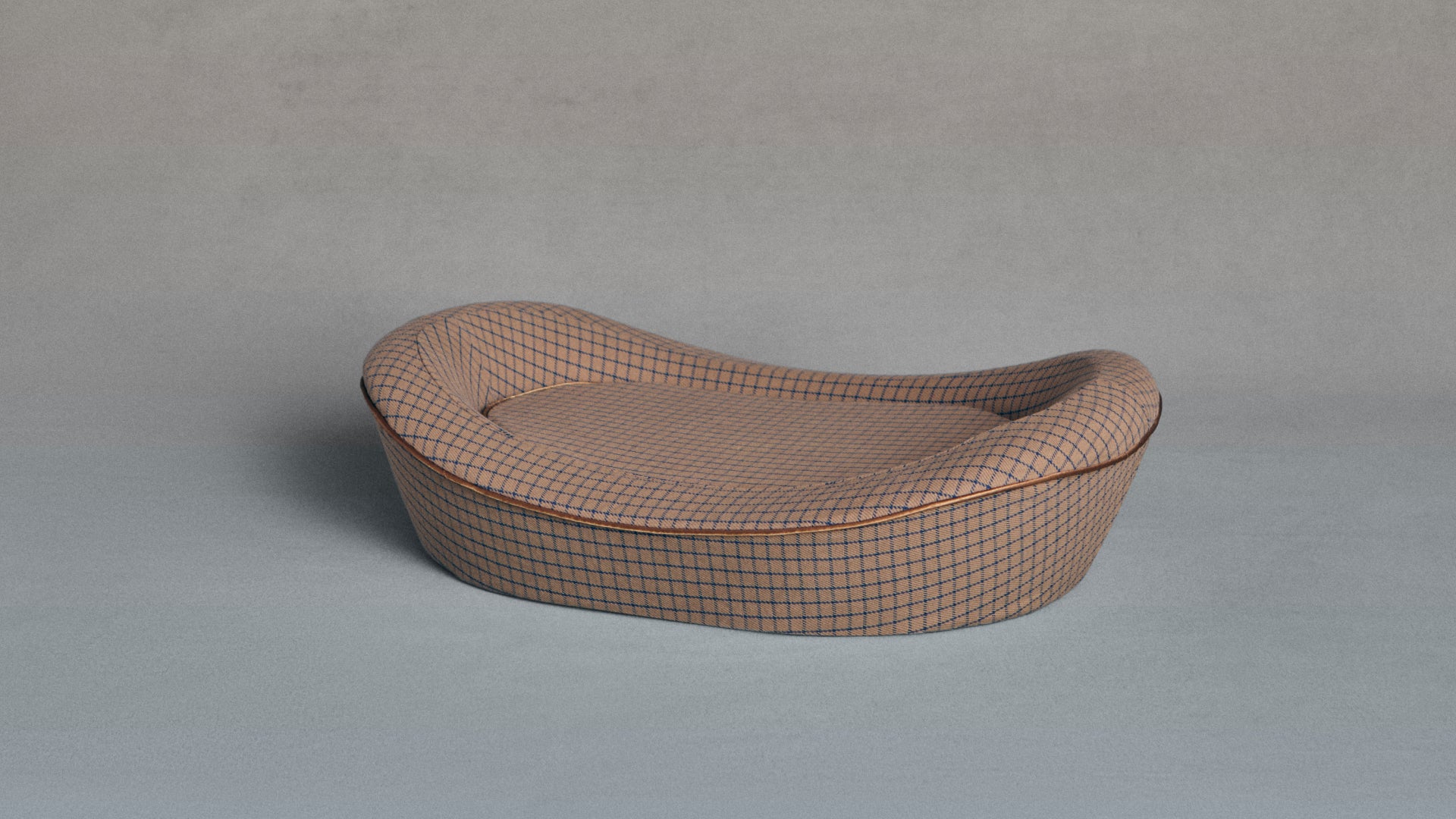 Brown Check Dog Bed Side