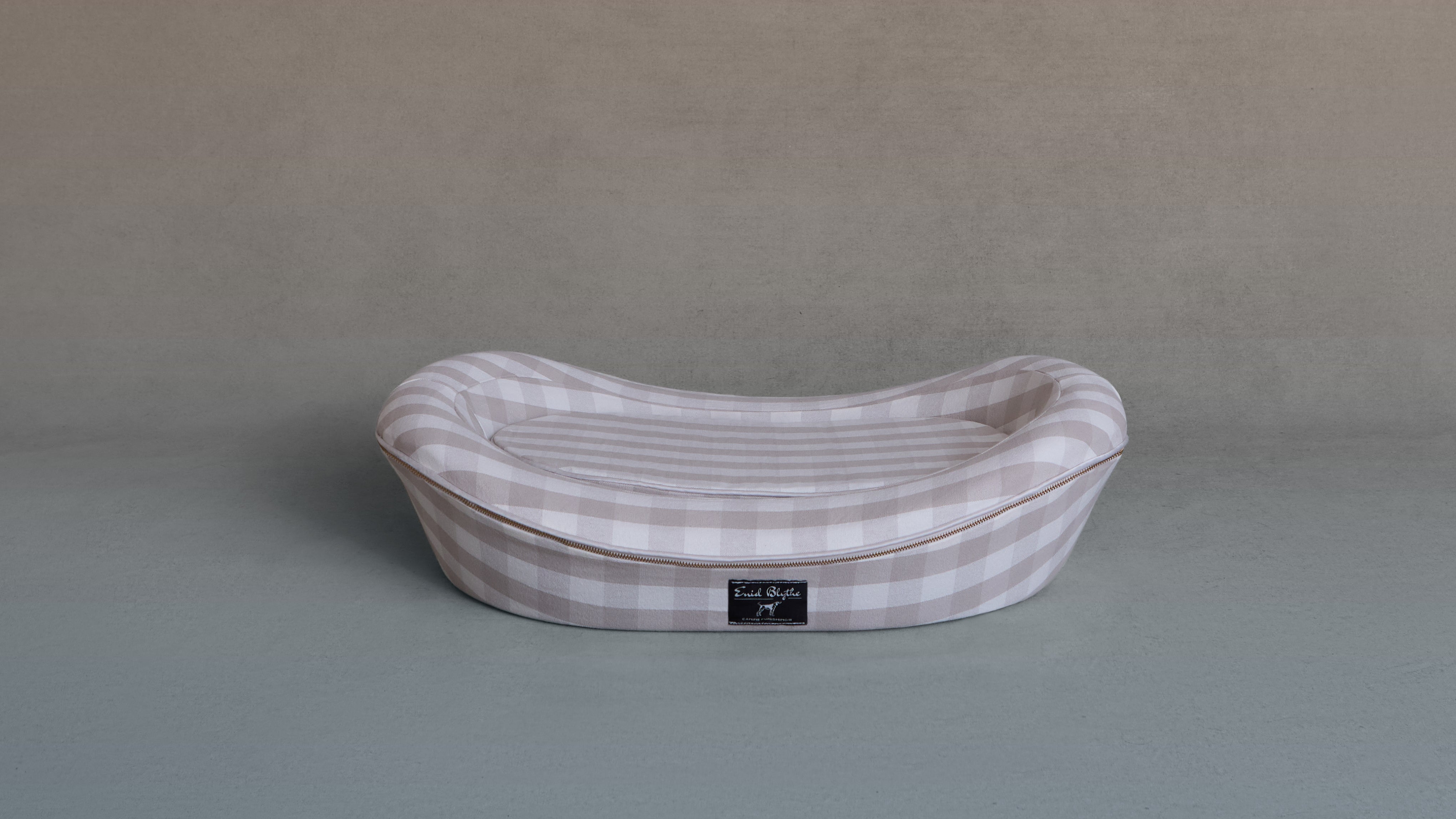 Grey Gingham Dog Bed 