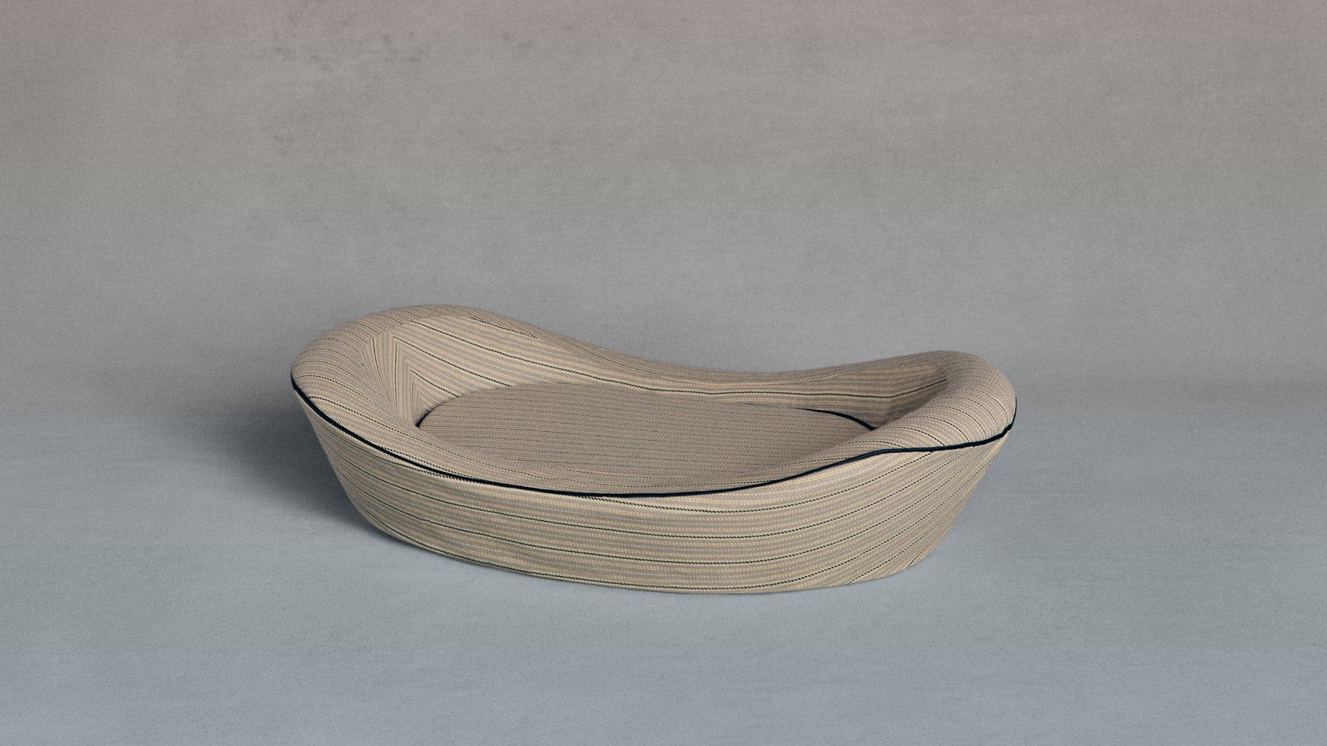 Grey Stripe Dog Bed Side